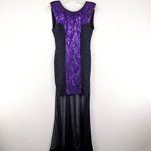 Renee London | Purple Sequins Chiffon Dress-E52